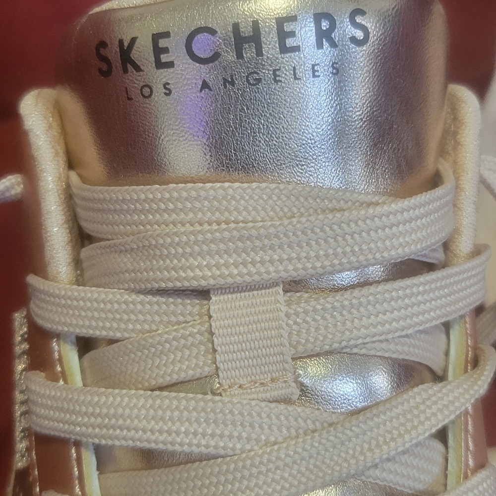 SKECHERS Ladies Rose Gold Sneakers with White Soles - Picture 2 of 8